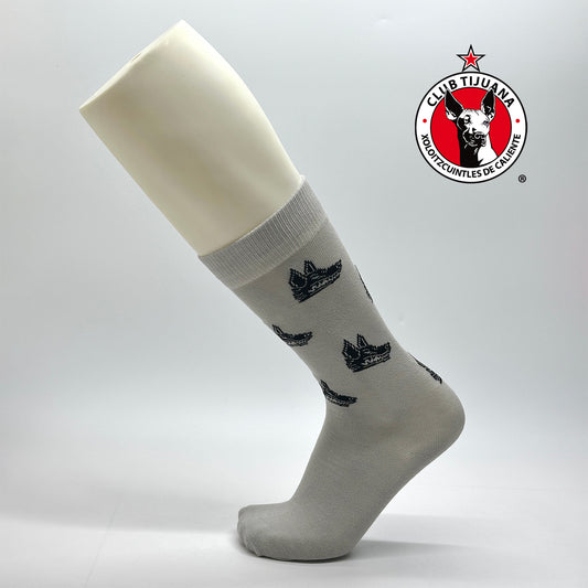 Calcetas personalizadas tradicionales para Club Tijuana con ilustración tejida de su mascota. Se venden en las tiendas oficiales del club de futbol Club Tijuana.